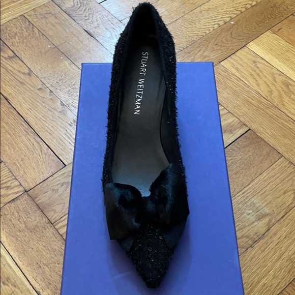 NWT Stuart Weitzman Bowcozy Black Boucle Heels - Picture 10 of 14